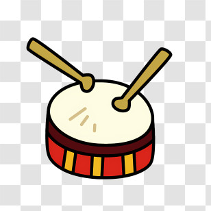 Music - Cartoon Drum With Sticks Transparent PNG