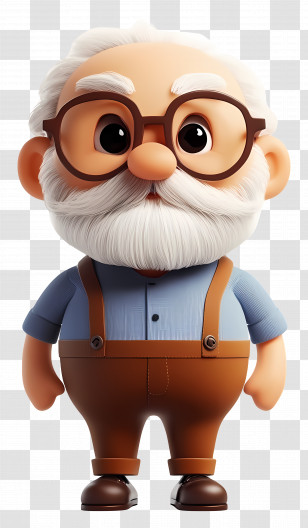 Cartoon Old Man - Cartoon Grandfather With Cane Transparent PNG