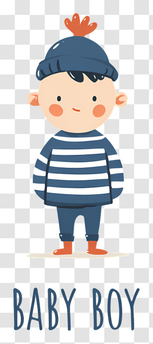 Baby Boy - Cartoon Baby Boy In Striped Outfit Transparent PNG