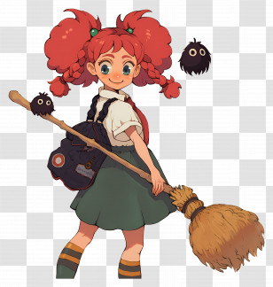 Witch With Broom - Magical Girl With Broom Transparent PNG