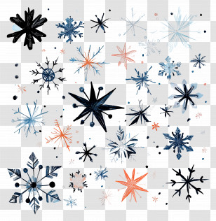 Falling Snowflakes - Colorful Snowflake Illustrations For Festive Decor Transparent PNG