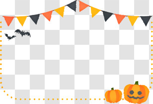 Cartoon - Colorful Halloween Frame With Pumpkins Transparent PNG