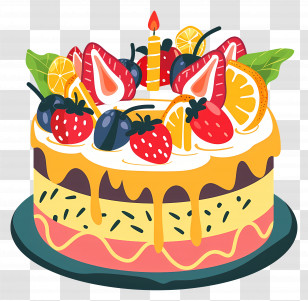 Fruit Cake - Fruit Cake With Candle Transparent PNG