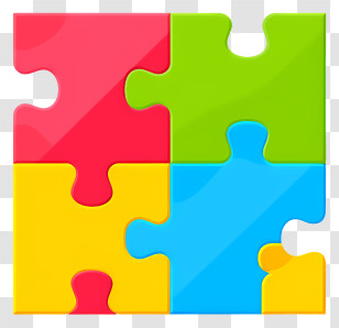 Jigsaw Icon - Bright Colored Square Puzzle Pieces Transparent PNG
