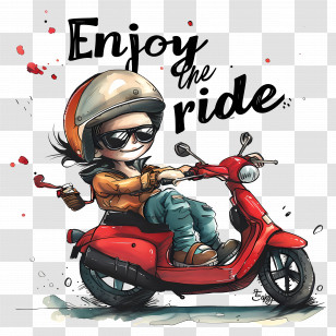 Enjoy The Ride - Girl Enjoying Ride On Scooter Transparent PNG