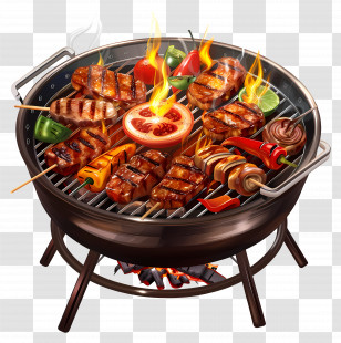 Bbq - Barbecue Food Sizzling On Grill Transparent PNG