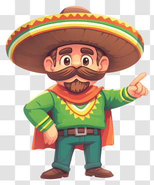 Mexican Man - Glitched Character With Colorful Distortion Transparent PNG