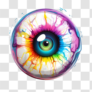 Halloween Eyeball - Rainbow Eye With Paint Streaks Transparent PNG