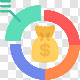 Stock Market - Money Bag With Pie Chart Transparent PNG