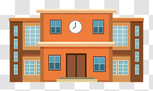 Cartoon School - Cartoon Style School Building Illustration Transparent PNG