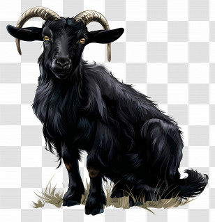 Black Goat - Black Goat Sitting In Grass Transparent PNG