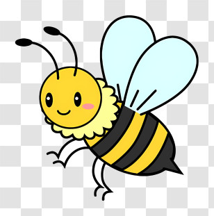 Bee - Cute Bee Cartoon Illustration Transparent PNG