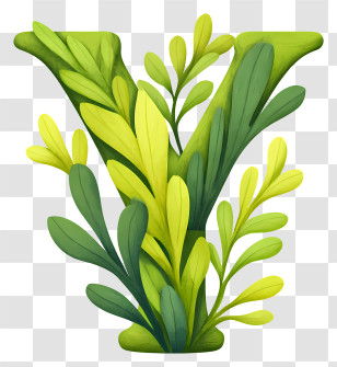 Green Leafy Letter Y - Leafy Green Letter Y Design Transparent PNG
