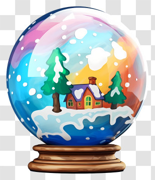 Snow Globe - Colorful Snow Globe With Festive House Transparent PNG