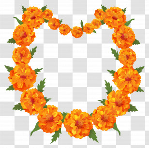 Marigold Garland - Marigold Flower Garland In Circle Shape Transparent PNG