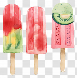Popsicles - Hand-Drawn Watercolor Popsicle Variety Illustration Transparent PNG