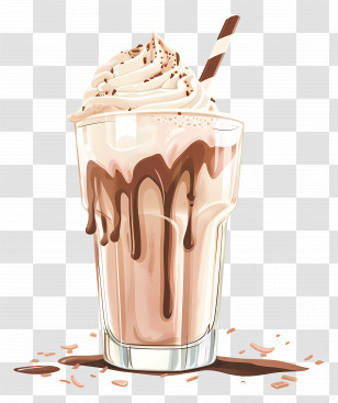 Milkshake - Chocolate Milkshake With Cream And Drizzle Transparent PNG