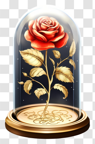 Dome Glass Jar - Red Rose In Glass Dome Transparent PNG