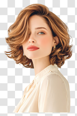 Butterfly Haircut - Elegant Brown-haired Woman Portrait Transparent PNG