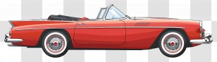 Animated Car - Red Convertible Classic Car Illustration Transparent PNG