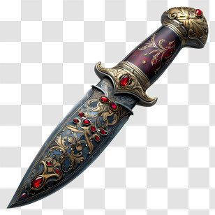 Knife - Intricately Decorated Ornate Knife Transparent PNG