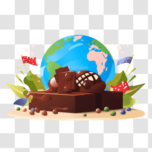 International Chocolate Day - Chocolate With Earth Globe Transparent PNG