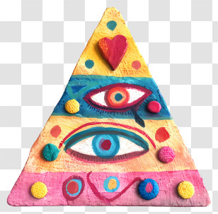 Cute Triangle - Eye Design On Colorful Pyramid Transparent PNG