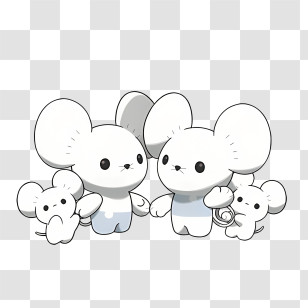Maushold - Cute White Mice Family Cartoon Transparent PNG