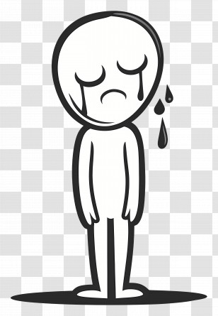 Stick Figure Crying - Sad Doodle Character With Tears Transparent PNG