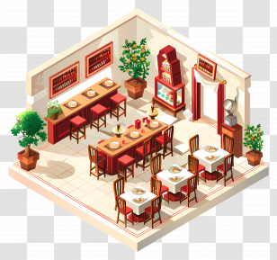 Restaurant Bar - Cozy Restaurant Interior Transparent PNG