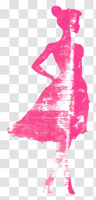 Pink Barbie Silhouette - Pink Fashion Silhouette Illustration Transparent PNG