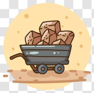 Cute Cartoon Dump Truck - Mining Cart With Rocks Transparent PNG