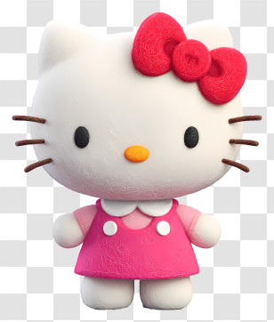 Hello Kitty Baby - White Cat With Pink Bow Character Transparent PNG