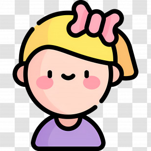 Baby Girl - Cartoon Girl With Pink Bow Transparent PNG