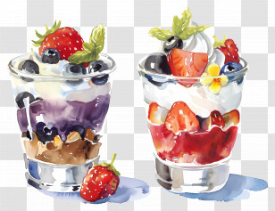 National Parfait Day - Colorful Layered Desserts In Glasses With Berries Transparent PNG