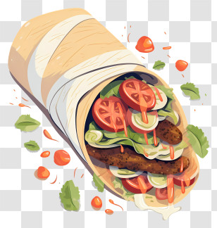 Chicken Shawarma - Delicious Shawarma Wrap With Vegetables Transparent PNG