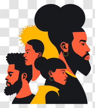 Black History Month - Stylized Faces Illustration Transparent PNG