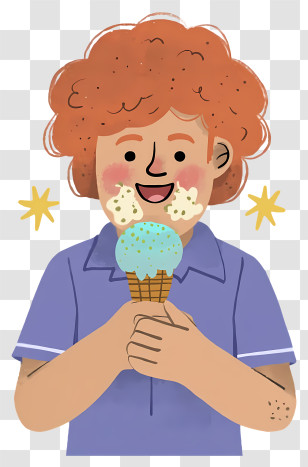Boy Enjoying Ice Cream - Red-haired Kid Eating Ice Cream Transparent PNG