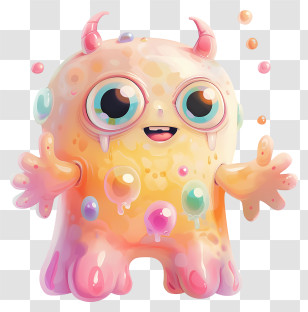 Kawaii - Cute Colorful Monster Transparent PNG