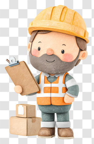 Manager Doing Warehouse Management - Cartoon Construction Worker Transparent PNG