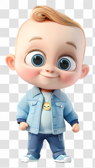 Baby Boy Cartoon - Cute Baby With Big Eyes And Smile Transparent PNG