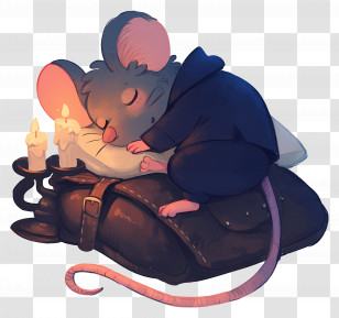 Good Night - Sleeping Mouse On A Pillow Transparent PNG