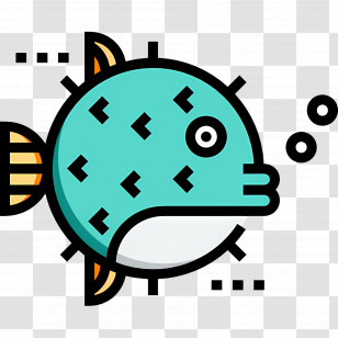 Tropical Fish - Cute Pufferfish Cartoon Illustration Transparent PNG