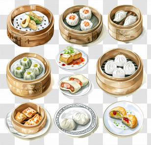 Dim Sum - Illustration Of Dim Sum Dishes Variety Transparent PNG