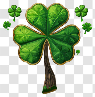 St Patrick Board Icon - Green Shamrock With Leaves Transparent PNG
