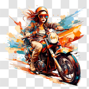 National Motorcycle Ride Day
 - Female Motorcycle Rider In Action Transparent PNG