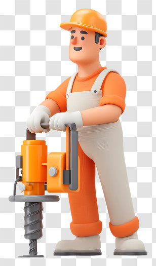 Road Worker Using Drilling Machine - Construction Worker With Drill Transparent PNG