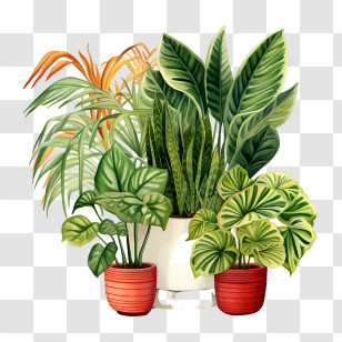 Houseplant Appreciation Day - Indoor Houseplants In Decorative Pots Transparent PNG
