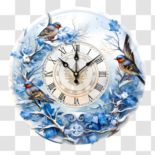 Winter Time - Birds And Branches Clock Transparent PNG