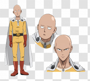 One Punch Man - Bald Anime Hero In Yellow Suit Transparent PNG